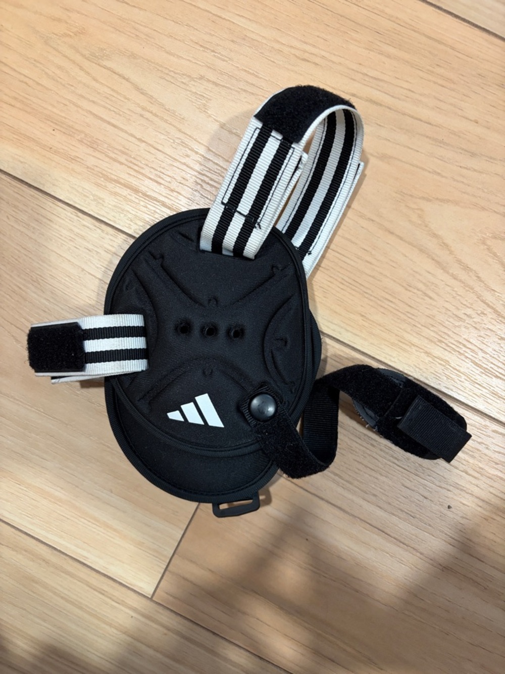 adidas Black headgear wrestling with White Striped Straps